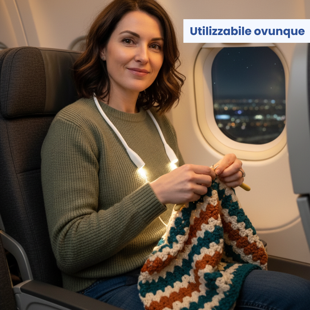 LumiAliria – Lampada da collo che illumina le Sue creazioni e allevia l’affaticamento degli occhi