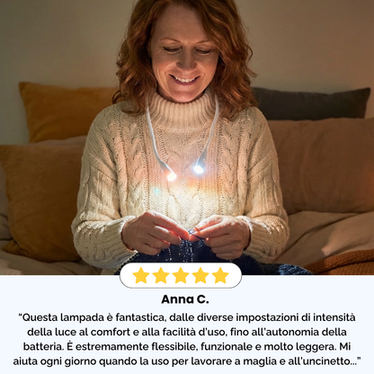 LumiAliria – Lampada da collo che illumina le Sue creazioni e allevia l’affaticamento degli occhi